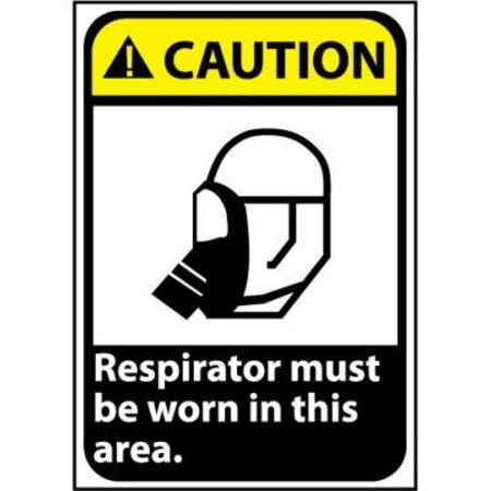 NATIONAL MARKER CO Caution Sign 14x10 Rigid Plastic - Respirator Must Be Worn CGA33RB